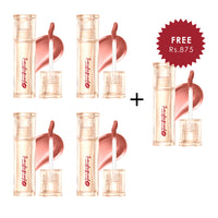 Focallure Watery Transferproof  lip cream-PK02 Peachy Nude 4pc Set + 1 Full Size Product Worth 25% Value Free
