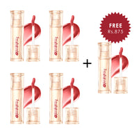 Focallure Watery Transferproof  lip cream-PK04 Rosy Nude 4pc Set + 1 Full Size Product Worth 25% Value Free