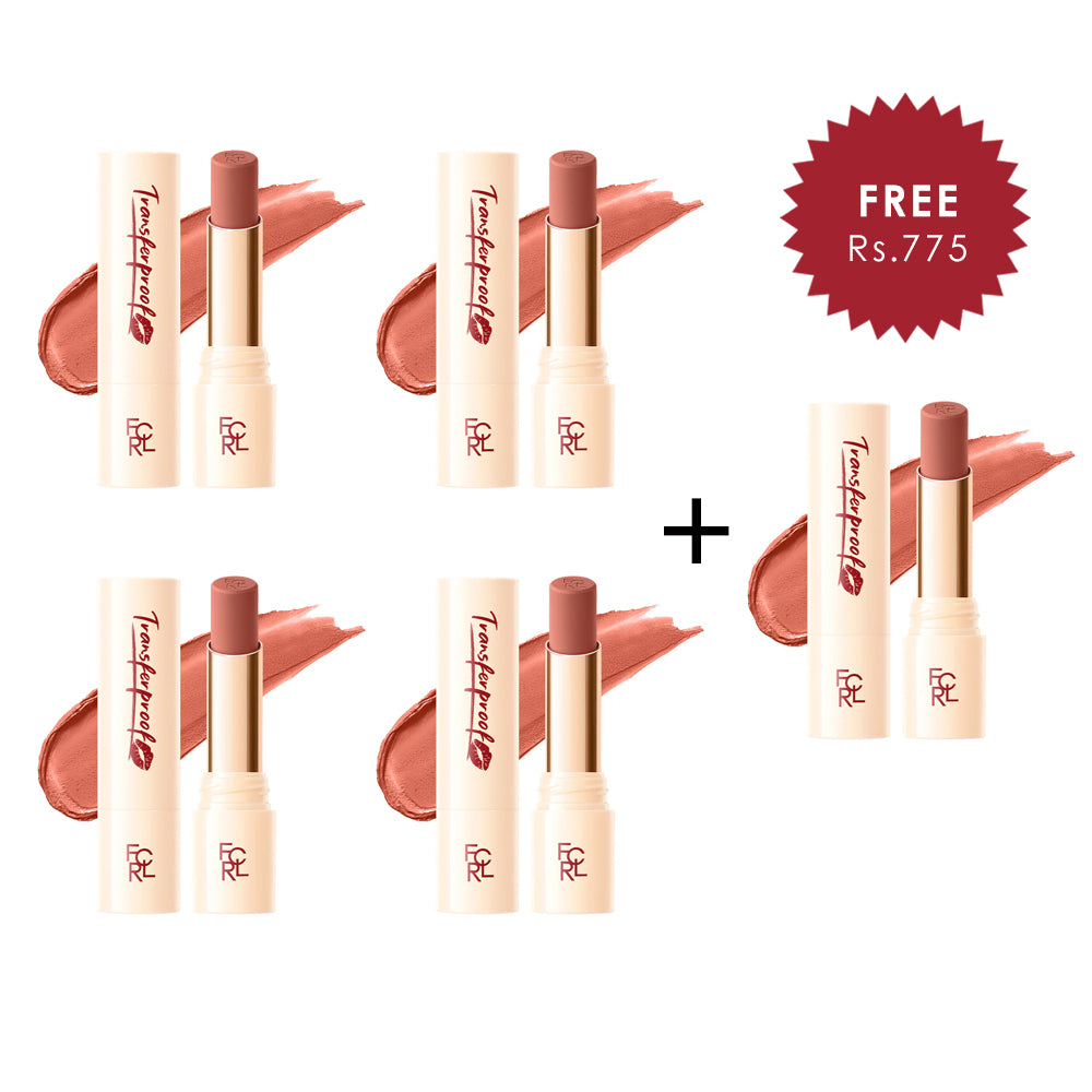 Focallure Lasting Matte Lipstick-HOT NU01 Brick Nude 4pc Set + 1 Full Size Product Worth 25% Value Free