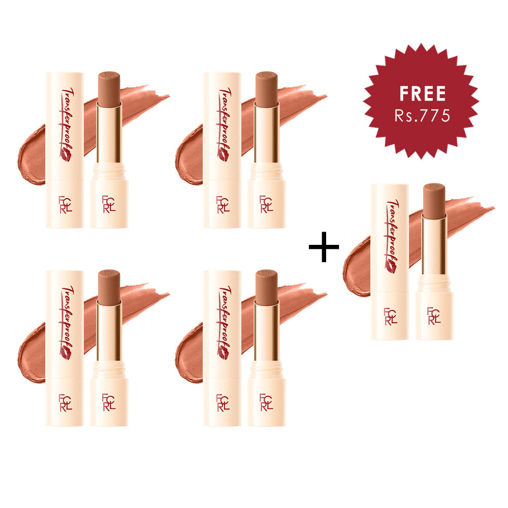 Focallure Lasting Matte Lipstick-NU02 Pumpkin Nude 4pc Set + 1 Full Size Product Worth 25% Value Free
