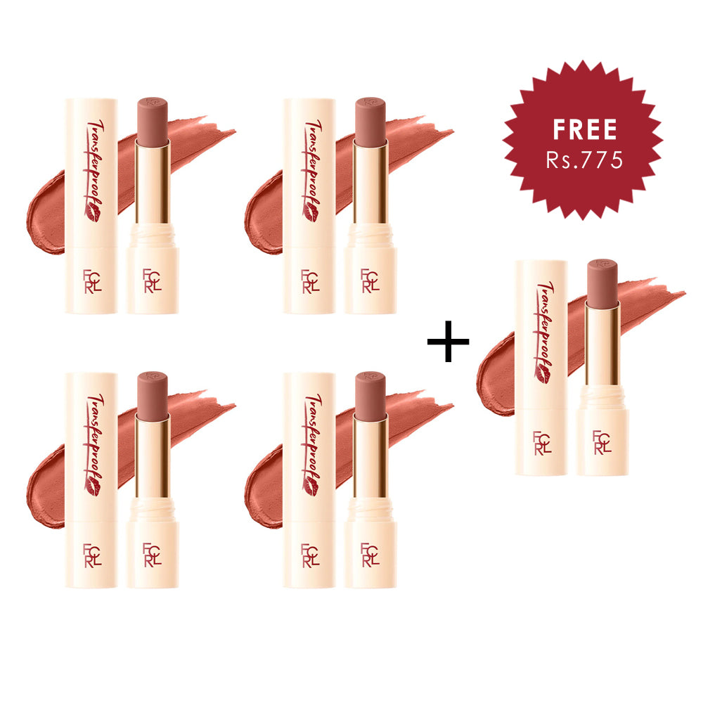 Focallure Lasting Matte Lipstick-NU04 Cinnamon Nude 4pc Set + 1 Full Size Product Worth 25% Value Free