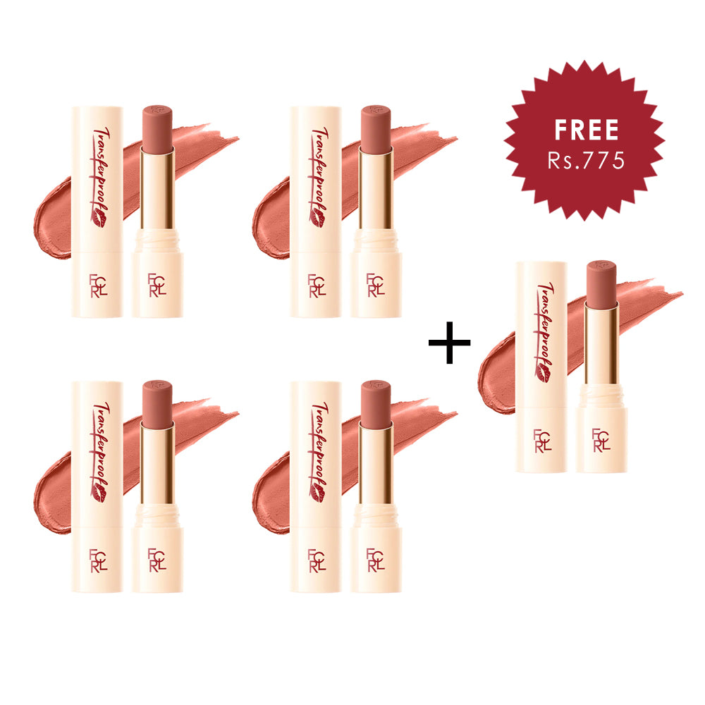 Focallure Lasting Matte Lipstick-PK01 Coral Pink 4pc Set + 1 Full Size Product Worth 25% Value Free