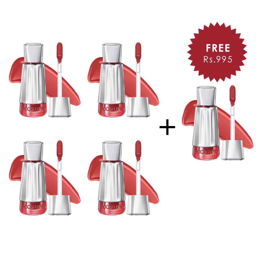 Focallure 3D Mirror Lasting Dewy Lip Tint BB05 Apple Jam 4pc Set + 1 Full Size Product Worth 25% Value Free