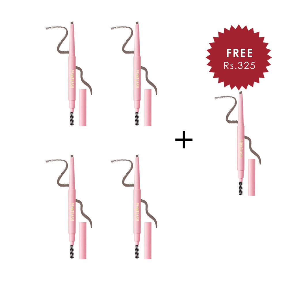 Pinkflash Waterproof Auto Eyebrow Pencil-#3 Gray Brown 4pc Set + 1 Full Size Product Worth 25% Value Free