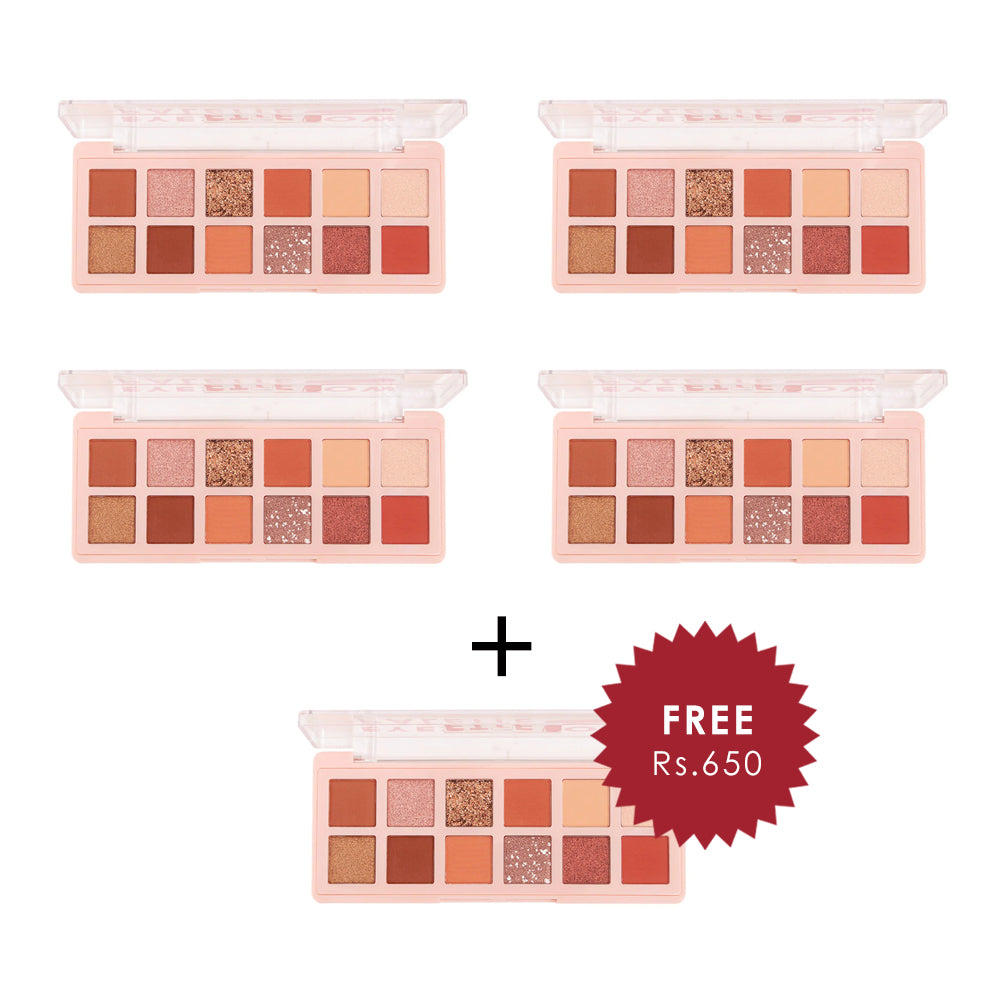 Pinkflash Pro Touch Eyeshadow Palette-04# Grapefruit Mousse 4pc Set + 1 Full Size Product Worth 25% Value Free