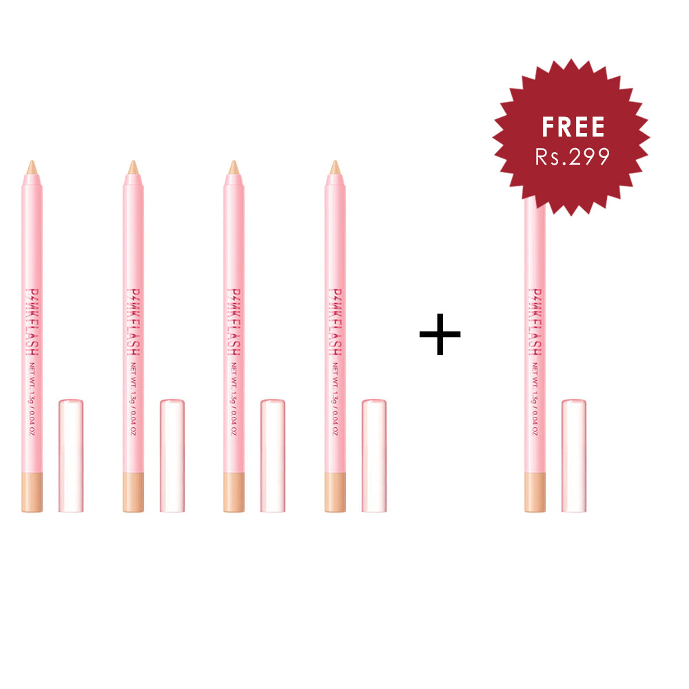 Pinkflash Waterproof Kajal Eeyliner Pencil-NU01 Nude 4pc Set + 1 Full Size Product Worth 25% Value Free