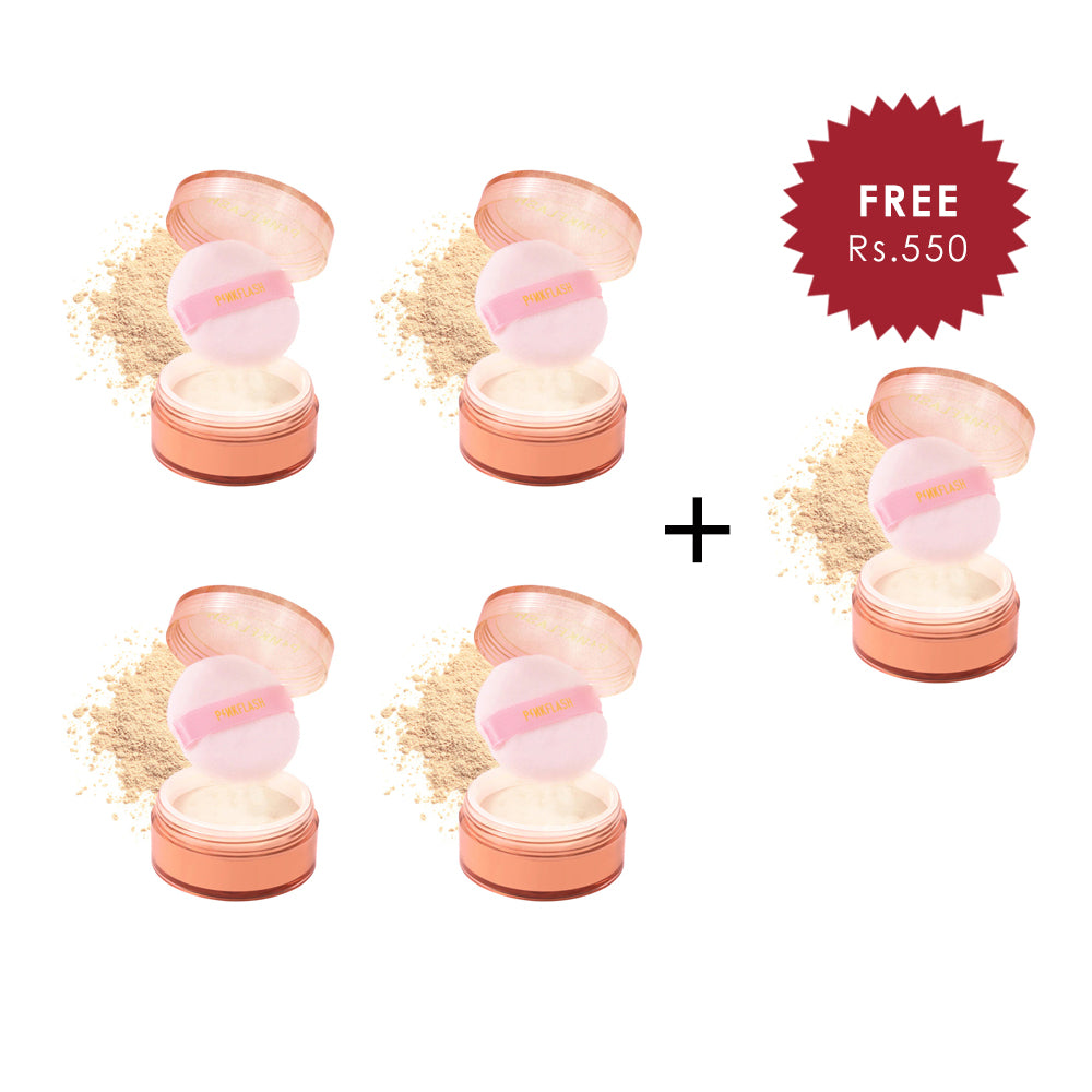 Pinkflash Oil Controller Translucent Loose Powder-111# 4pc Set + 1 Full Size Product Worth 25% Value Free