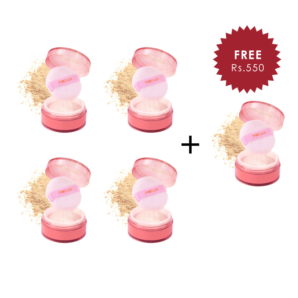 Pinkflash Oil Controller Translucent Loose Powder-222# 4pc Set + 1 Full Size Product Worth 25% Value Free