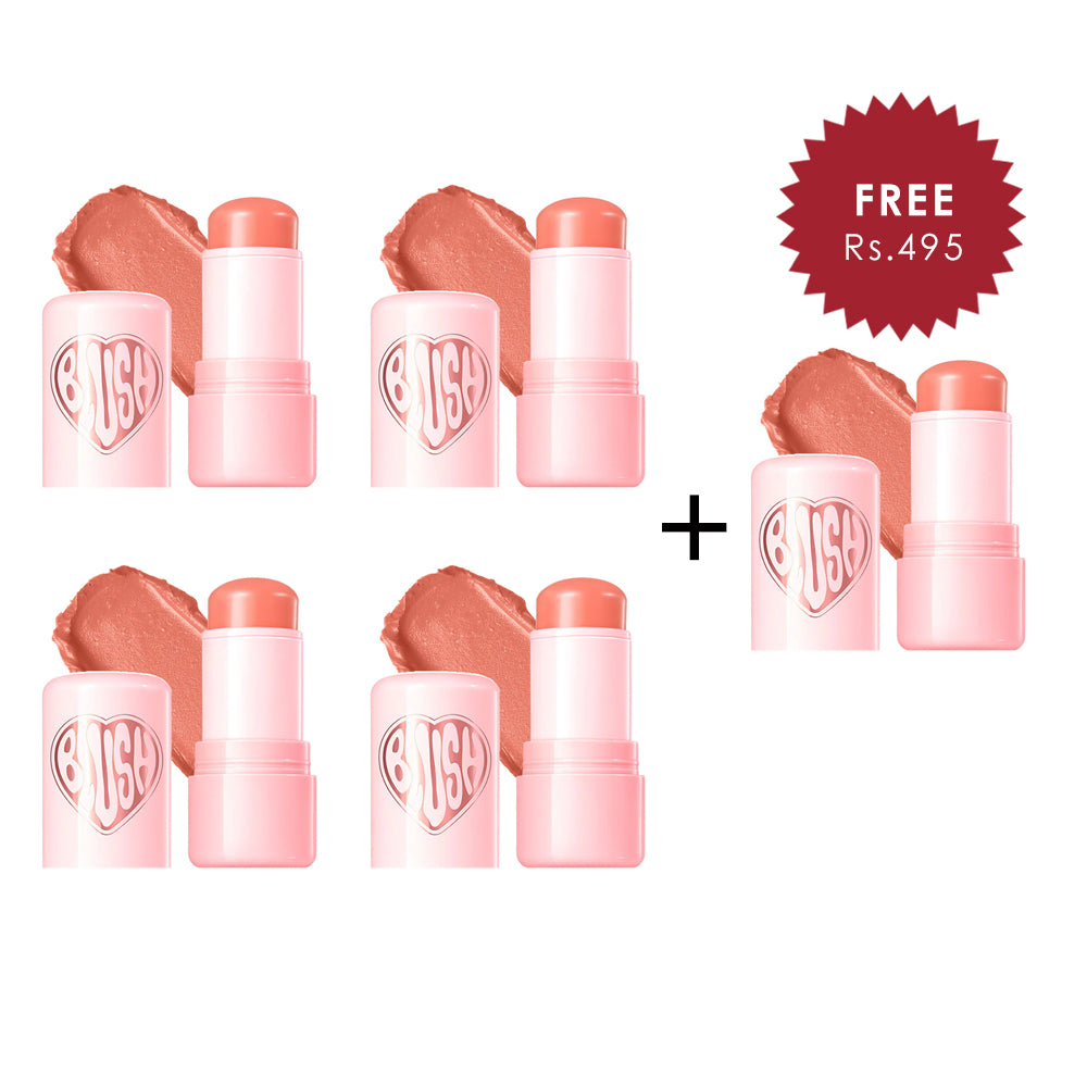 Pinkflash Dewy Blush Stick-NU01 Apricot Heart 4pc Set + 1 Full Size Product Worth 25% Value Free