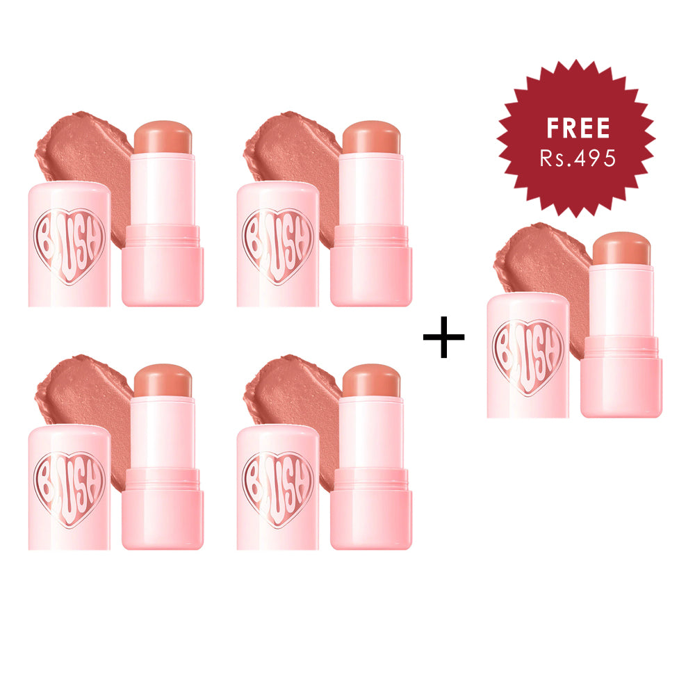 Pinkflash Dewy Blush Stick-NU02 Fig Heart 4pc Set + 1 Full Size Product Worth 25% Value Free