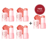 Pinkflash Dewy Blush Stick-PK01 Grapefruit Heart shimmer 4pc Set + 1 Full Size Product Worth 25% Value Free