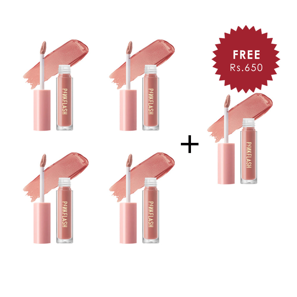 Pinkflash Melting Matte Lipcream-N01# Canvas 4pc Set + 1 Full Size Product Worth 25% Value Free