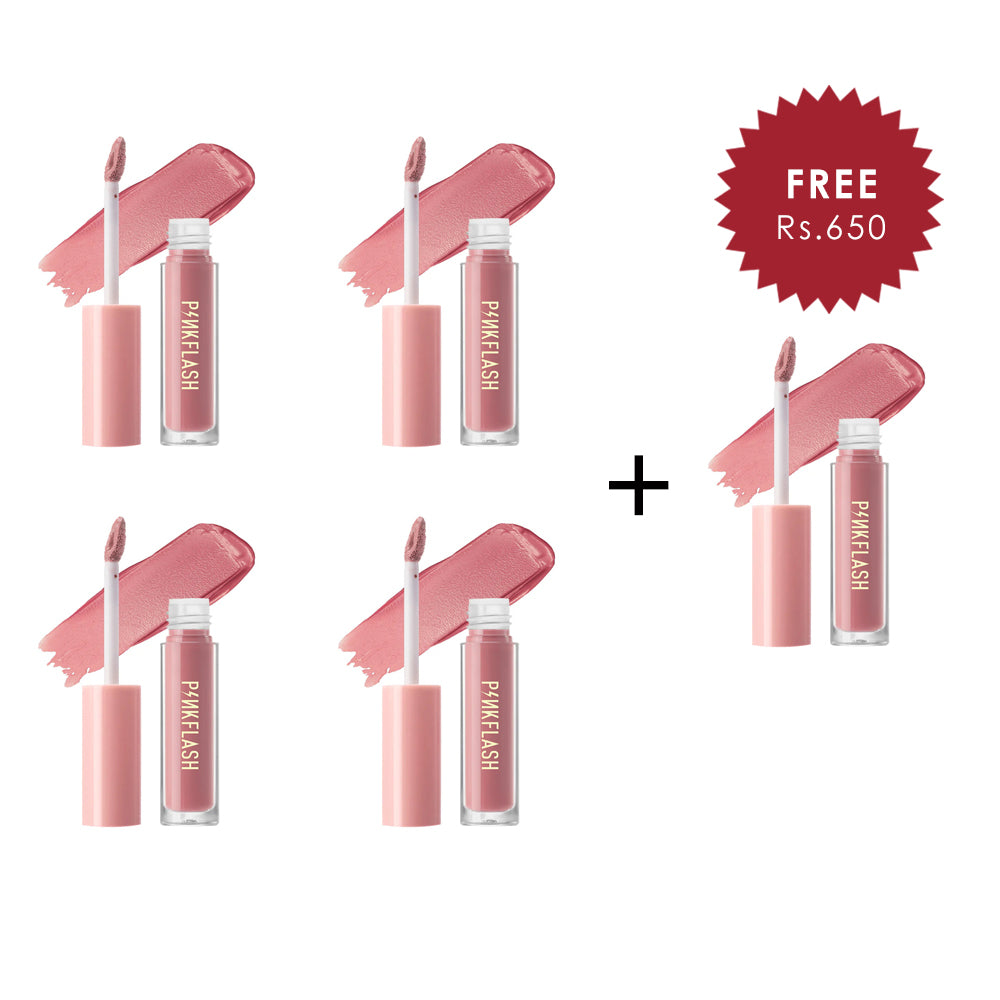 Pinkflash Melting Matte Lipcream-N04# Flamingos 4pc Set + 1 Full Size Product Worth 25% Value Free