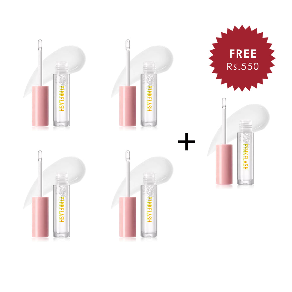 Pinkflash Ever Glossy Moist Lipgloss-C01# River 4pc Set + 1 Full Size Product Worth 25% Value Free