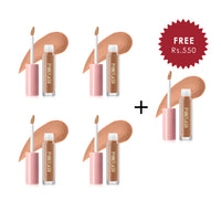 Pinkflash Ever Glossy Moist Lipgloss-G06# Milk 4pc Set + 1 Full Size Product Worth 25% Value Free