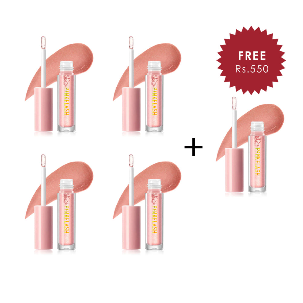 Pinkflash Ever Glossy Moist Lipgloss-S02# Twinkle 4pc Set + 1 Full Size Product Worth 25% Value Free