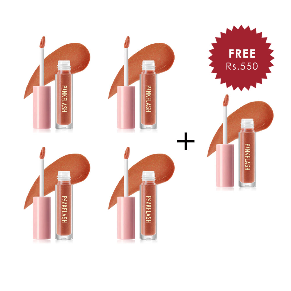 Pinkflash Ever Glossy Moist Lipgloss-S04# Vertigo 4pc Set + 1 Full Size Product Worth 25% Value Free