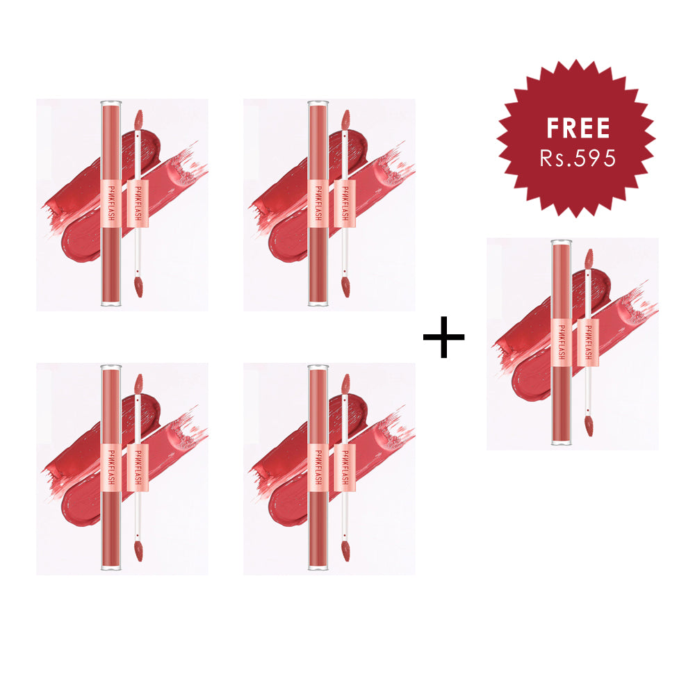 Pinkflash Duo Lipgloss-D02# 4pc Set + 1 Full Size Product Worth 25% Value Free