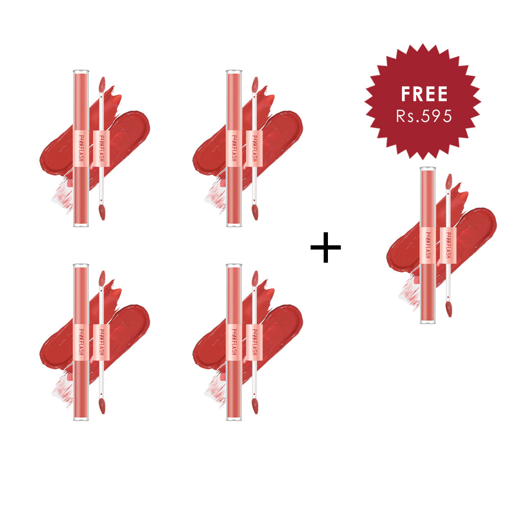 Pinkflash Duo Lipgloss-M01# 4pc Set + 1 Full Size Product Worth 25% Value Free