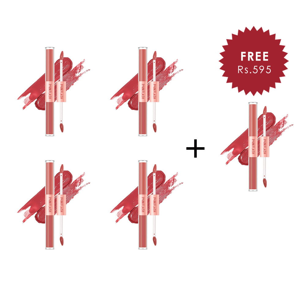 Pinkflash Duo Lipgloss-M03# 4pc Set + 1 Full Size Product Worth 25% Value Free
