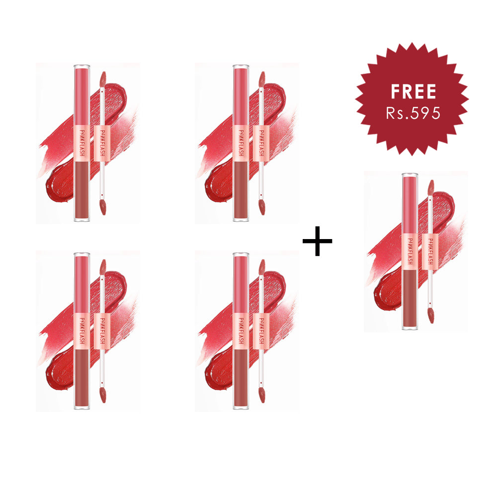 Pinkflash Duo Lipgloss-V03# 4pc Set + 1 Full Size Product Worth 25% Value Free