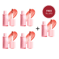 Pinkflash Watery Transferproof Lip Cream-NU01 Milktea Bubble 4pc Set + 1 Full Size Product Worth 25% Value Free