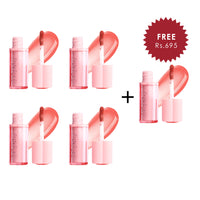 Pinkflash Watery Transferproof Lip Cream-NU02 Cinnamon Bubble 4pc Set + 1 Full Size Product Worth 25% Value Free