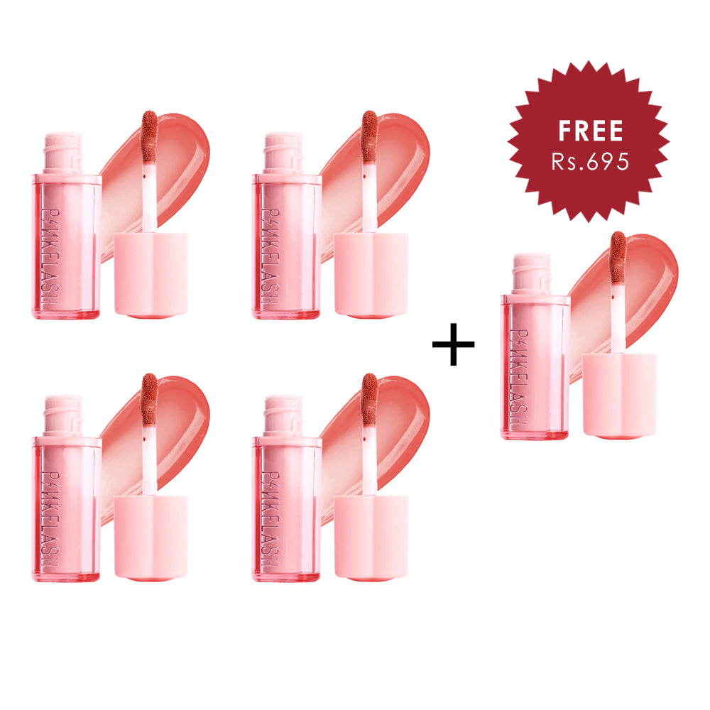 Pinkflash Watery Transferproof Lip Cream-PK01 Sakura Bubble 4pc Set + 1 Full Size Product Worth 25% Value Free