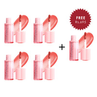 Pinkflash Watery Transferproof Lip Cream-PK03 Rose Bubble 4pc Set + 1 Full Size Product Worth 25% Value Free