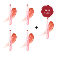 Pinkflash Volumizing Glossy Balm-NU02 Summer Apricot 4pc Set + 1 Full Size Product Worth 25% Value Free