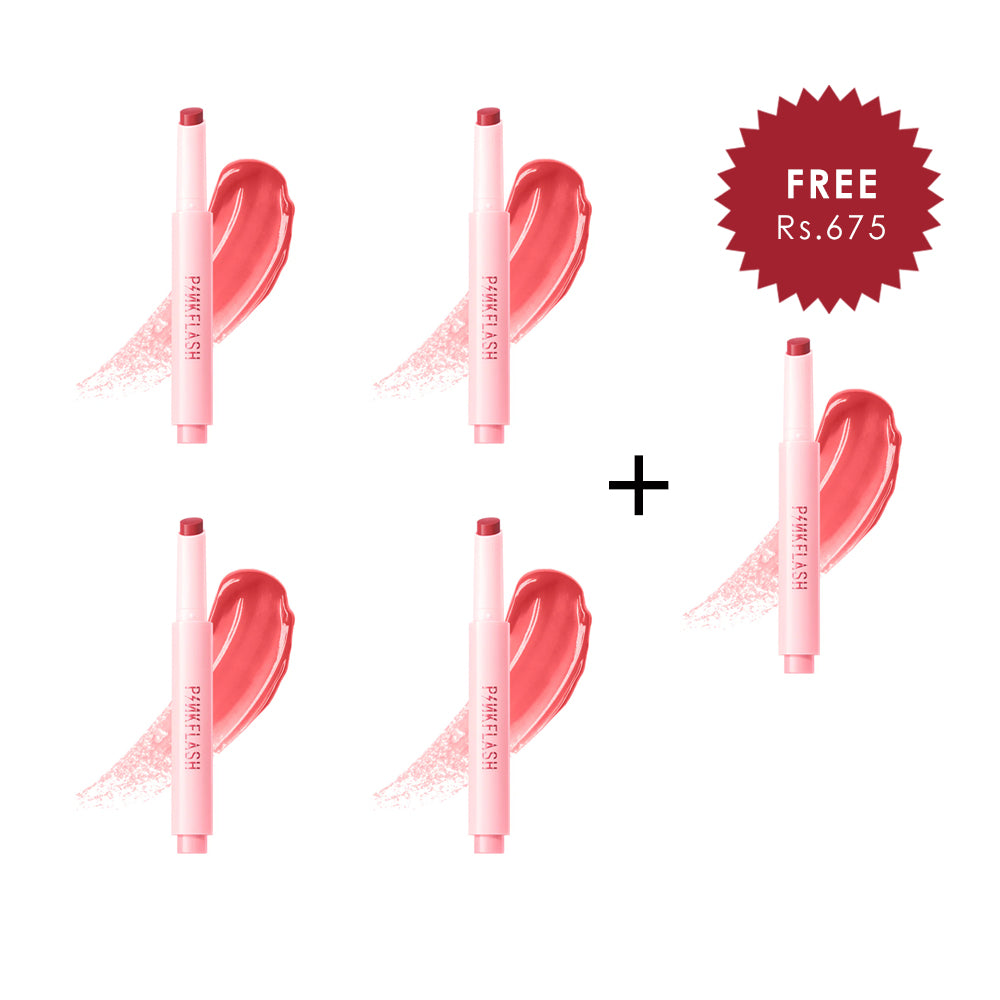 Pinkflash Volumizing Glossy Balm-PK02 Icy Rose 4pc Set + 1 Full Size Product Worth 25% Value Free