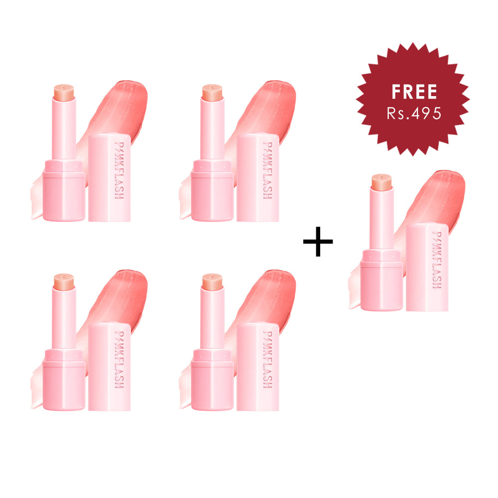 Pinkflash Color Reviving Lip Balm-OR01 Sunset Orange 4pc Set + 1 Full Size Product Worth 25% Value Free