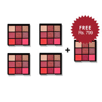 Nicka K Nine Color Eyeshadow Palette - Poison Apple 4Pcs Set + 1 Full Size Product Worth 25% Value Free