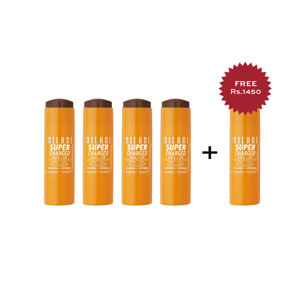 Milani Supercharged Cheek + Lip Multistick - Dynamic Bronzer 4pc Set + 1 Full Size Product Worth 25% Value Free