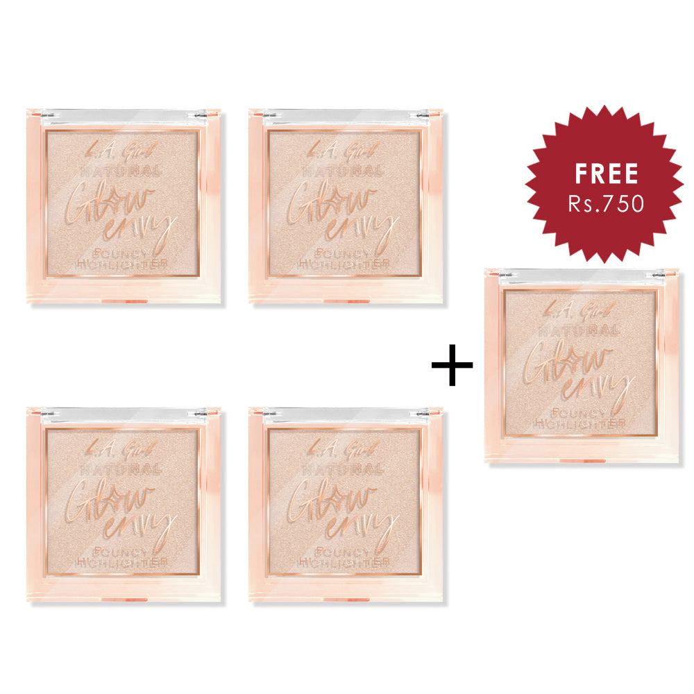L.A. Girl Glow Envy Bouncy Highlighter - Natural Glow 4pc Set + 1 Full Size Product Worth 25% Value Free