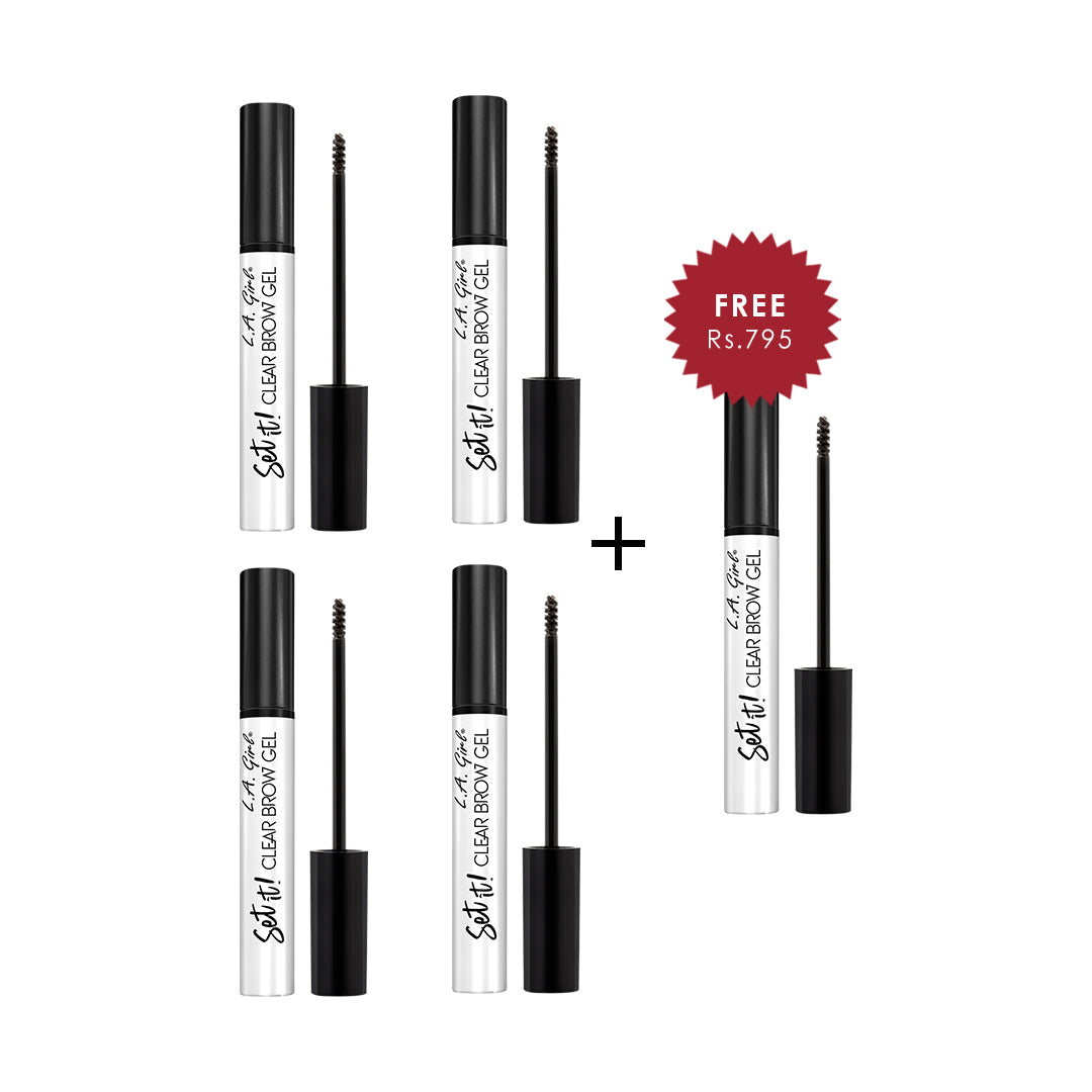 L.A Girl Set It! Clear Brow Gel - Clear 4pc Set + 1 Full Size Product Worth 25% Value Free