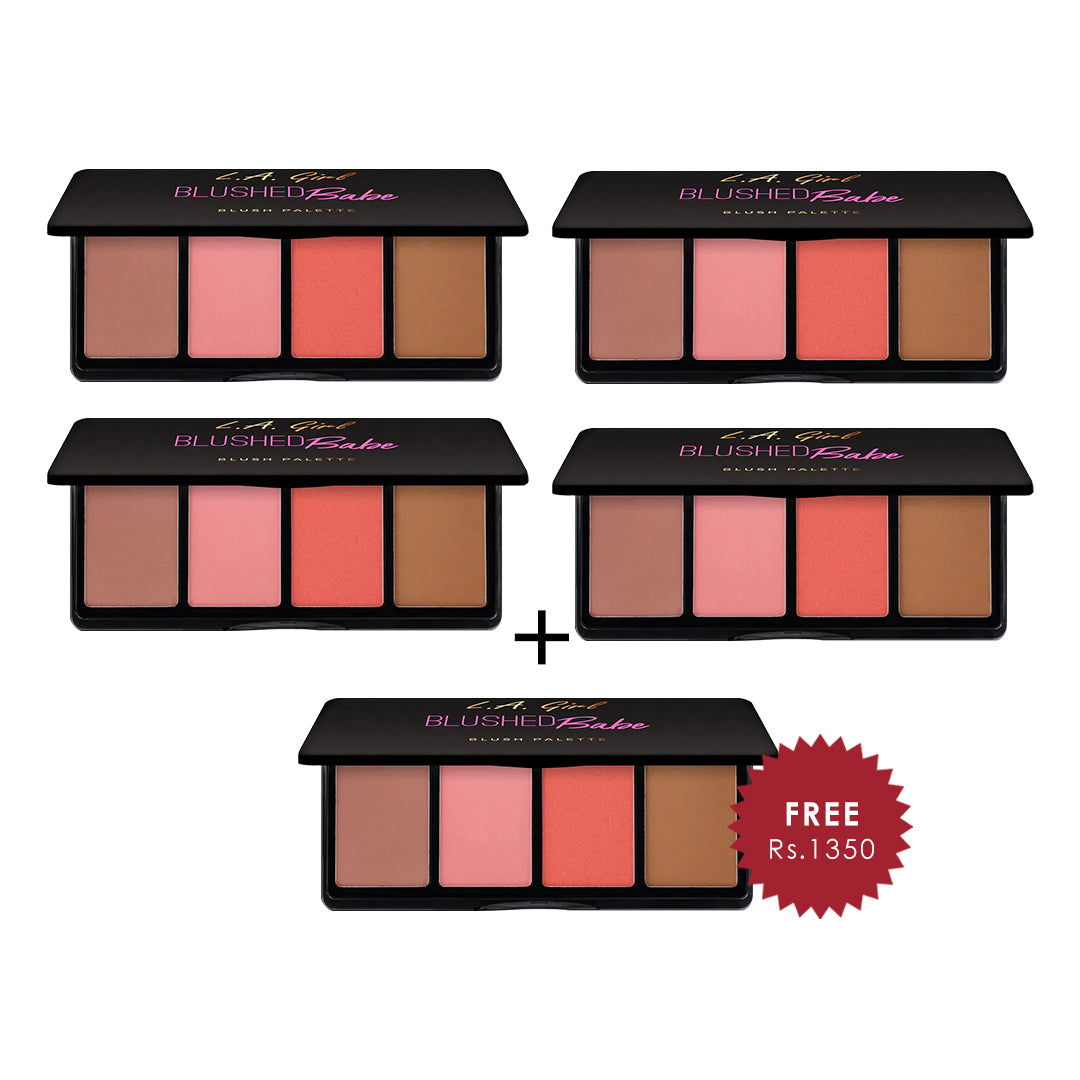 L.A. Girl Fanatic Blush Palette-Blushed Babe 4Pc Set + 1 Full Size Product Worth 25% Value Free