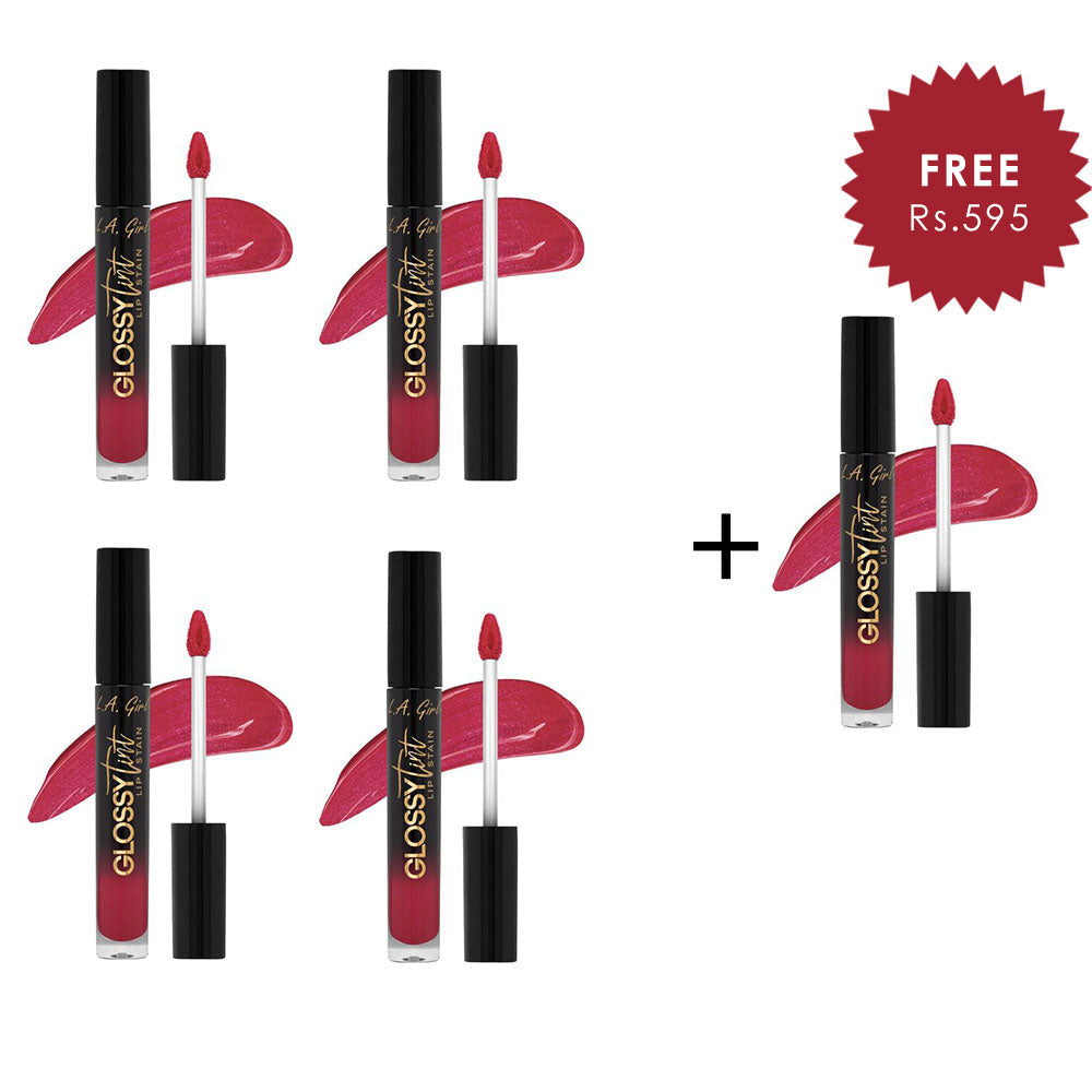 L.A.Girl Glossy Tint Lip Stain-Sheer Nightie  4pc Set + 1 Full Size Product Worth 25% Value Free