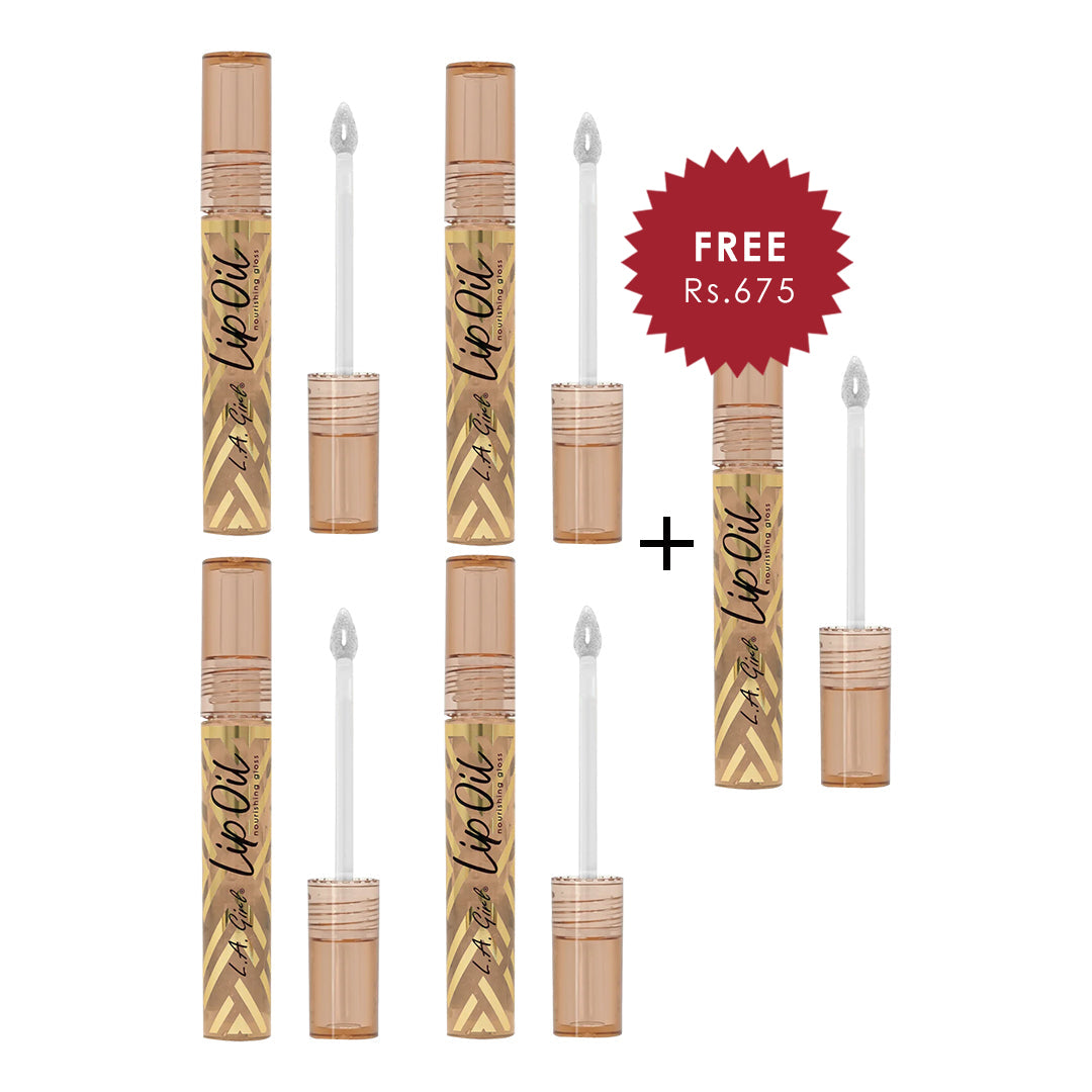 L.A Girl Lip Oil - Sheer Vanilla 4pc Set + 1 Full Size Product Worth 25% Value Free