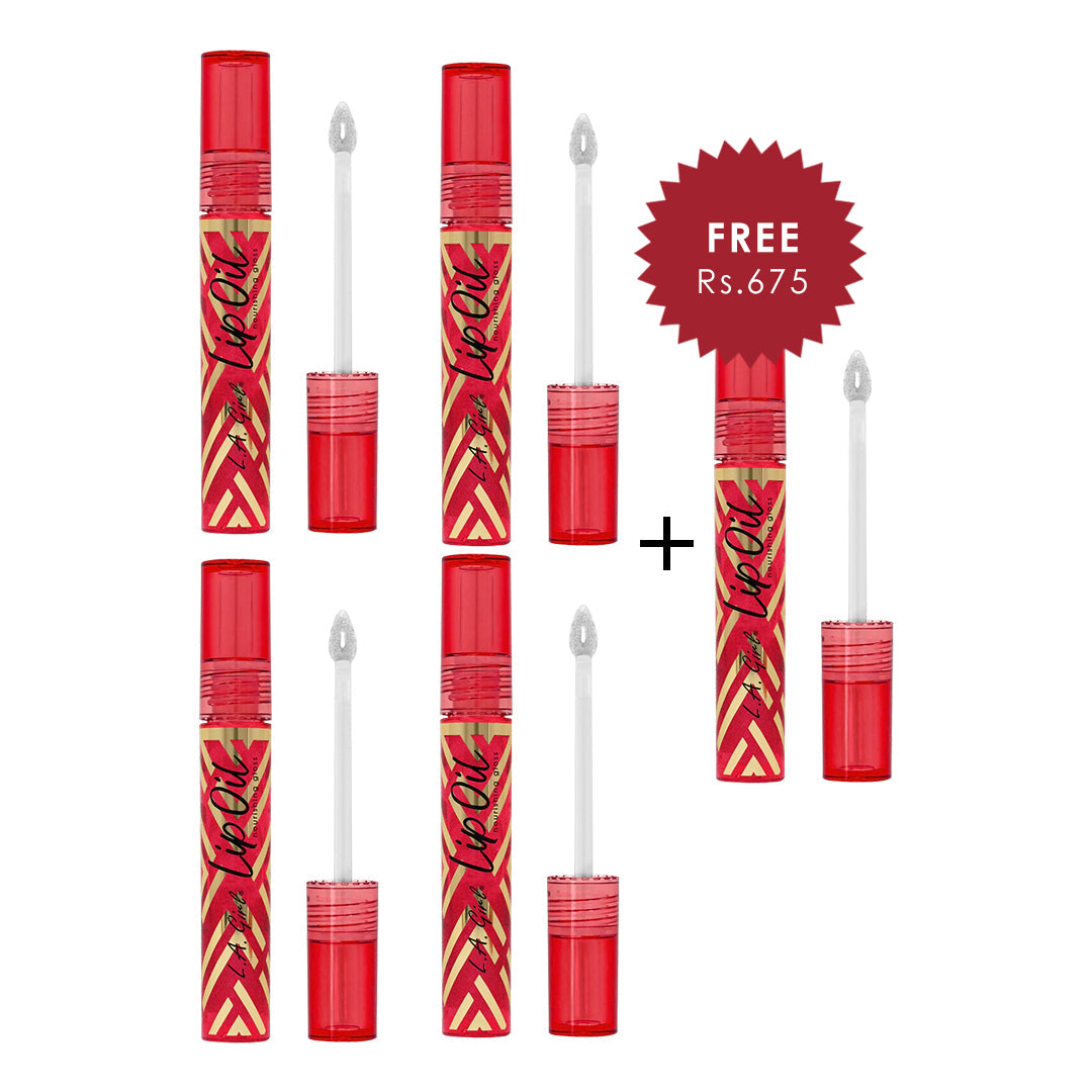 L.A Girl Lip Oil - Shimmer Cherry  4pc Set + 1 Full Size Product Worth 25% Value Free