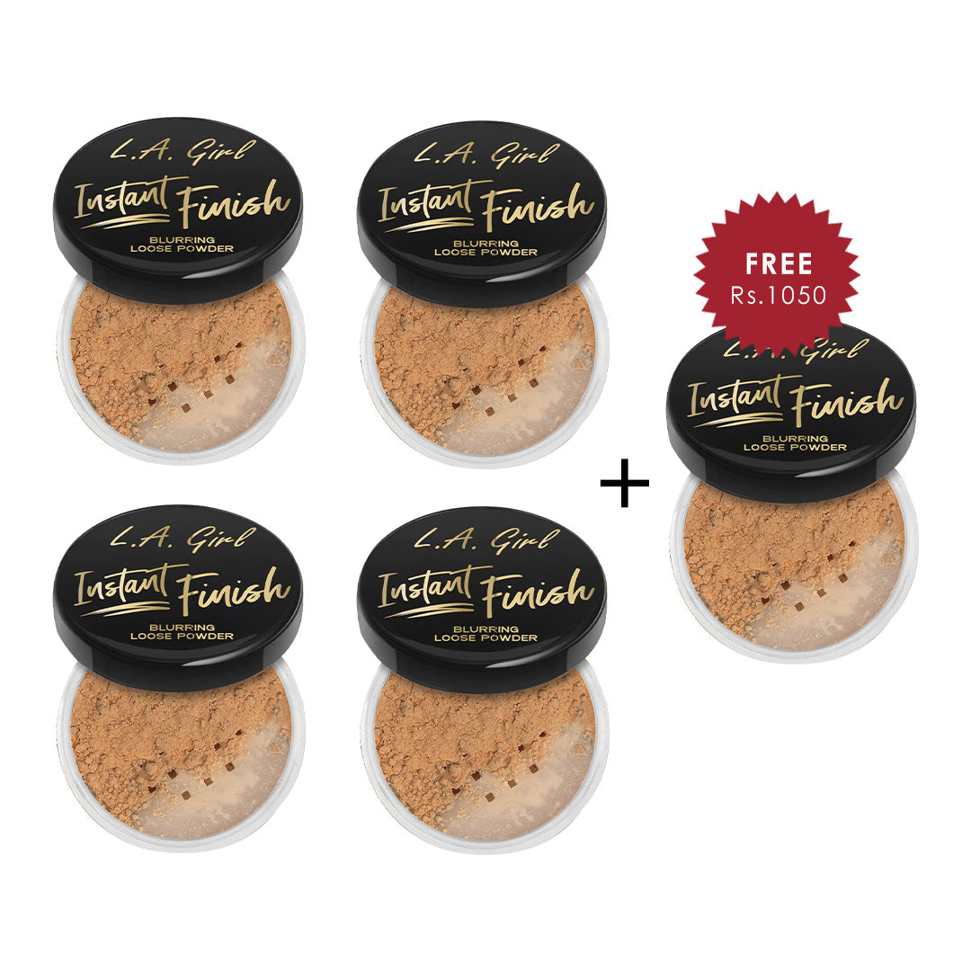 L.A. Girl Instant Finish Blurring Loose Powder Medium 4pc Set + 1 Full Size Product Worth 25% Value Free