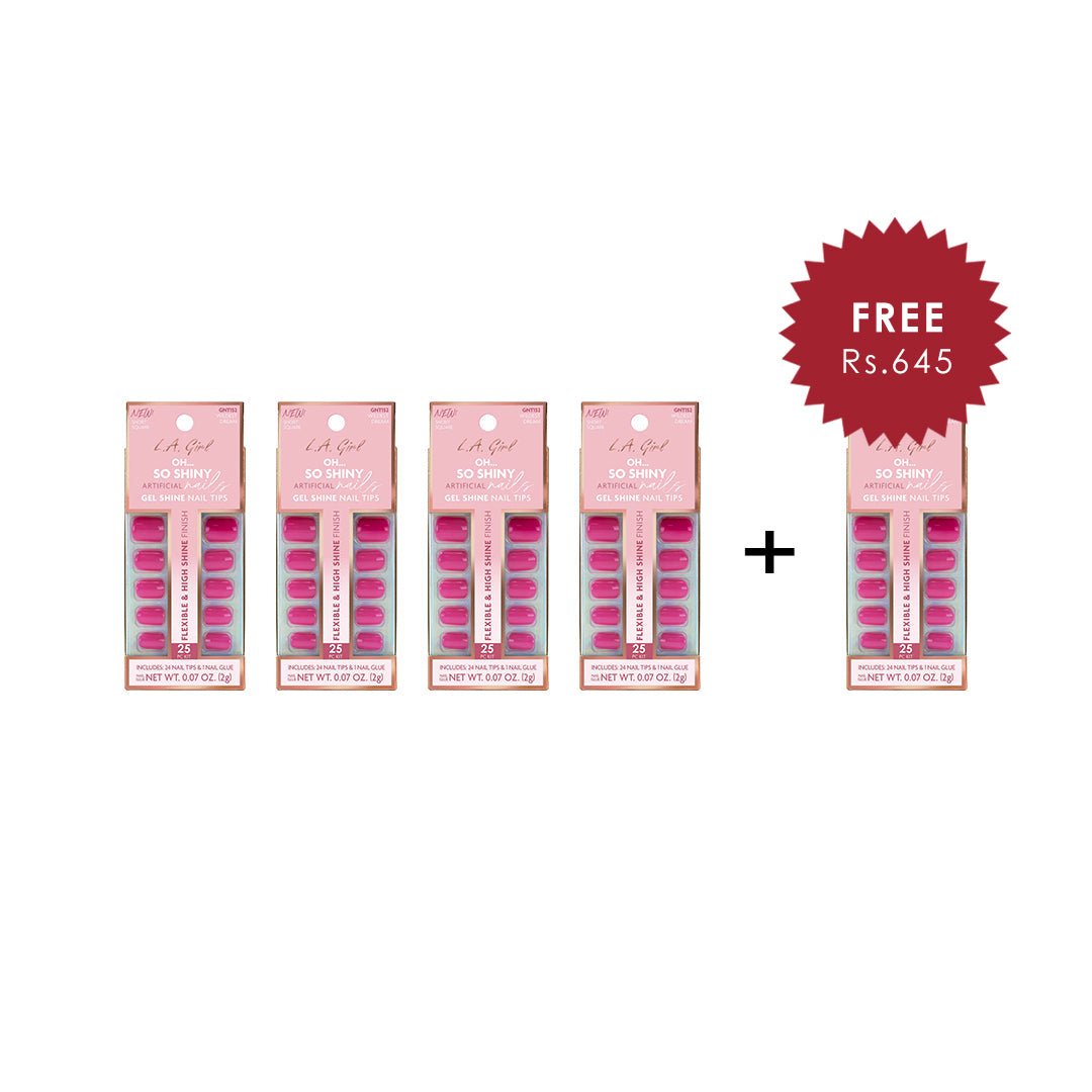 L.A.Girl Oh So Shiny Artificial Nail Tips-Wildest Dream -25 Pc Kit 4pc Set + 1 Full Size Product Worth 25% Value Free