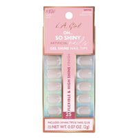 L.A.Girl Oh So Shiny Artificial Nail Tips-Modern French Tip -25Pc Kit 4pc Set + 1 Full Size Product Worth 25% Value Free