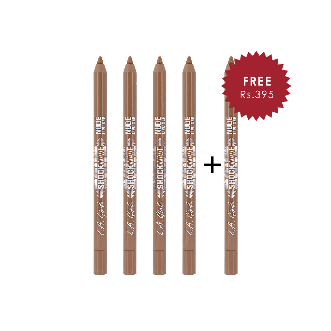 L.A. Girl Shockwave Nude Lip Liner-Maple Glaze 4Pc Set + 1 Full Size Product Worth 25% Value Free