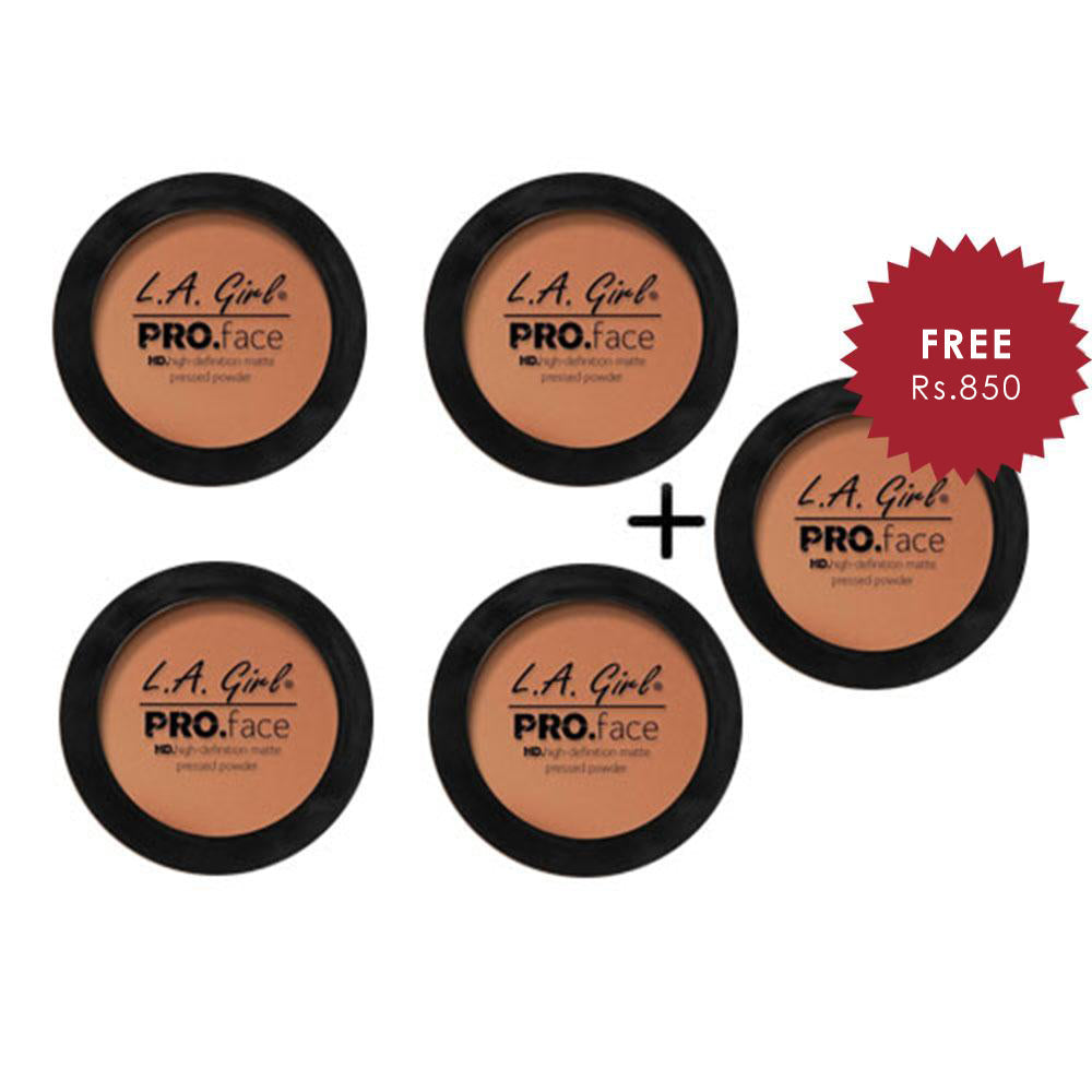 L.A. Girl HD Pro Face Pressed Powder - Chestnut 4pc Set + 1 Full Size Product Worth 25% Value Free