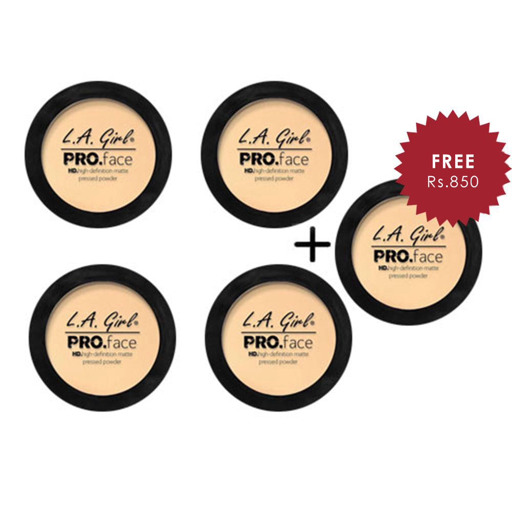L.A. Girl HD Pro Face Pressed Powder - Classic Ivory 4pc Set + 1 Full Size Product Worth 25% Value Free