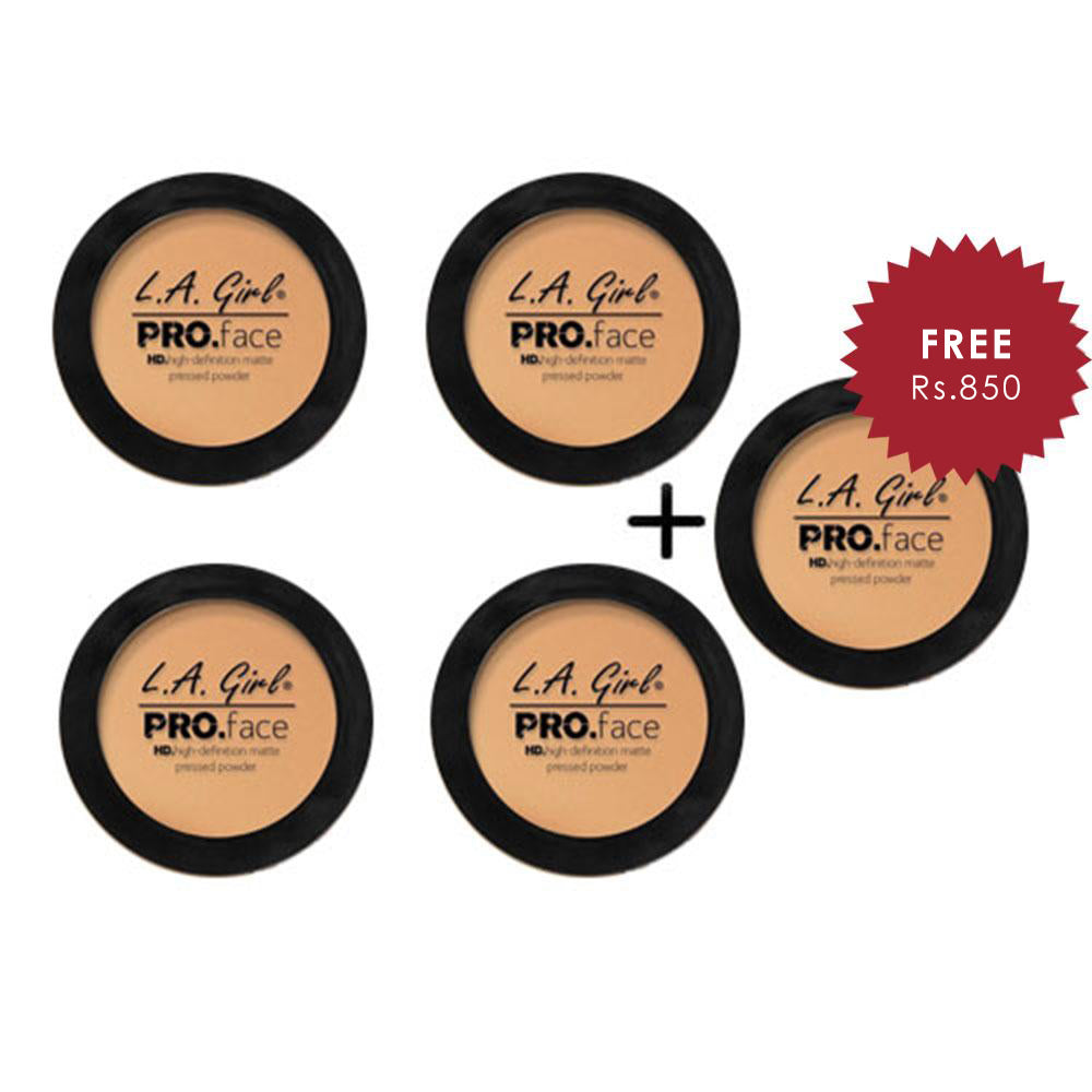 L.A. Girl HD Pro Face Pressed Powder - Classic Tan 4pc Set + 1 Full Size Product Worth 25% Value Free