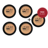L.A. Girl HD Pro Face Pressed Powder - Medium Beige 4pc Set + 1 Full Size Product Worth 25% Value Free