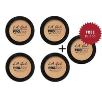 L.A. Girl HD Pro Face Pressed Powder - Soft Honey 4pc Set + 1 Full Size Product Worth 25% Value Free
