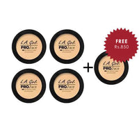 L.A. Girl HD Pro Face Pressed Powder Creamy Natural 4pc Set + 1 Full Size Product Worth 25% Value Free